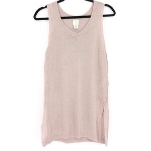 Joie Women's Linen Blend Tunic Tank Size M Beige V-Neck Sleeveless Knit Top